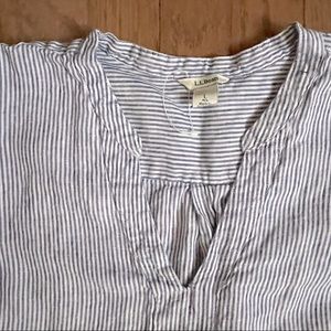 L. L. Bean linen pinstripe tunic blouse, size L